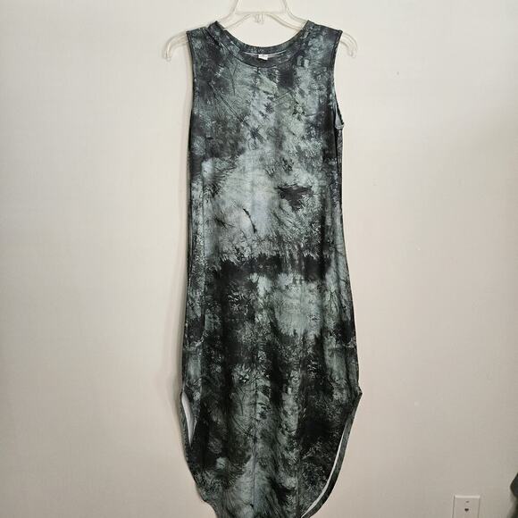 Anrabess Dresses & Skirts - ANRABESS Split Maxi Dress Stretch Knit Casual Beach Travel Sz S Green Shades